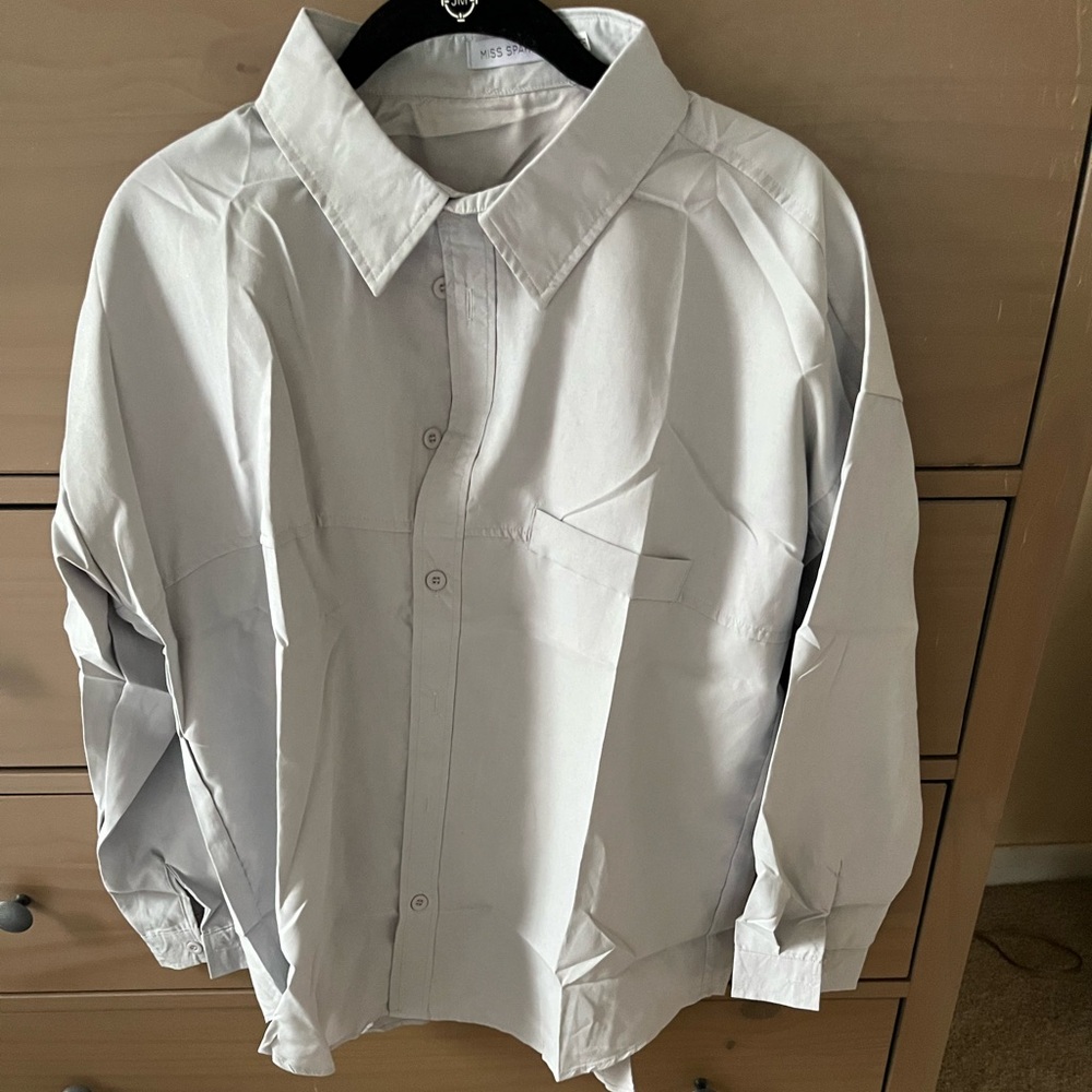 Miss Sparkling NWOT Light Gray Button-Up Shirt comes in original packagi…